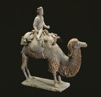 15 - Chameau et son chamelier Terre cuite polychrome, Chine du Nord Epoque Tang, milieu du VIIe siècle