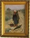 Pierre-Alexandre JEANNIOT (1826-1892). Vapeur remontant la Seine. Huile sur panneau non signée. 24 x 33 cm. 303. Hans CHRISTIANSEN (1866-1945). Portrait d'emilliene.