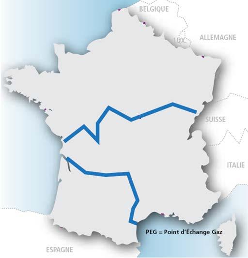 PEG Sud ~15 bcm Fos-sur-Mer Larrau- Biriatou Zones de marché
