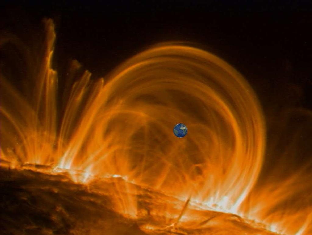Au-dessus de la photosphère, se trouve la chromosphère pouvant atteindre 10 000 km de hauteur, et où se produisent les éruptions solaires.