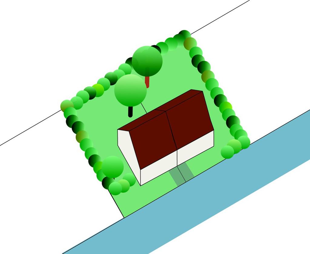 La position des maisons au milieu de la parcelle ne permet pas une optimisation du terrain, laissant des parties délaissées sur les