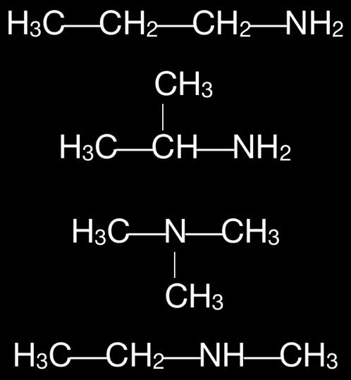 Savoir donner les formules (semi-)développées de molécules isomères Écrire les formules semi-développées de trois isomères correspondant aux formules brutes suivantes : 1. C3H9N 2.
