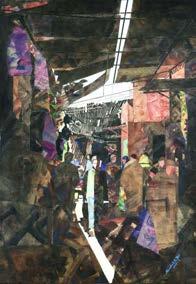 073 BRAHIM SADOUK (NÉ EN 1948) SOUS LES TREILLIS, 2005 Collage sur toile Signée et datée en bas à