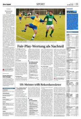 Bieler Tagblatt 25.05.2012 Seite 1 / 1 Auflage/ Seite 24471 / 21 6064 Ausgaben 300 / J.