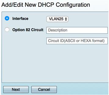 Configurez une interface Étape 1. Du menu déroulant d'interface, choisissez un ID DE VLAN. Cliquez ensuite sur Next. Remarque: Dans cet exemple, VLAN 25 est choisi. Étape 2.