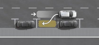 assistance au stationnement en créneau et en bataille : Le système identifie une place de stationnement appropriée à la voiture.