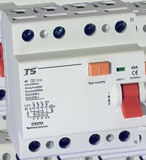 Protection des personnes: Disjoncteurs différentiel Série D0M Disjoncteurs différentiels, ka Selon la norme IEC 09 Pôles (Phase+Neutre) et Pôles (P+N). Nominale de 5 à A. ka, a 0VAC /0Hz.