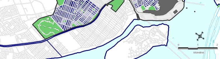 Faible Densité de population (en nombre d habitants au km 2 ) : 4 455 Ville de Montréal: 4 438 Agglomération de Montréal: 3 716 Secteurs utilisés à des fins non résidentielles Espaces verts Variation
