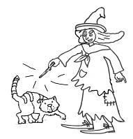 La sorcière attrape une souris. 1 La sorcière transforme la princesse en souris. La sorcière transforme la princesse en chat.
