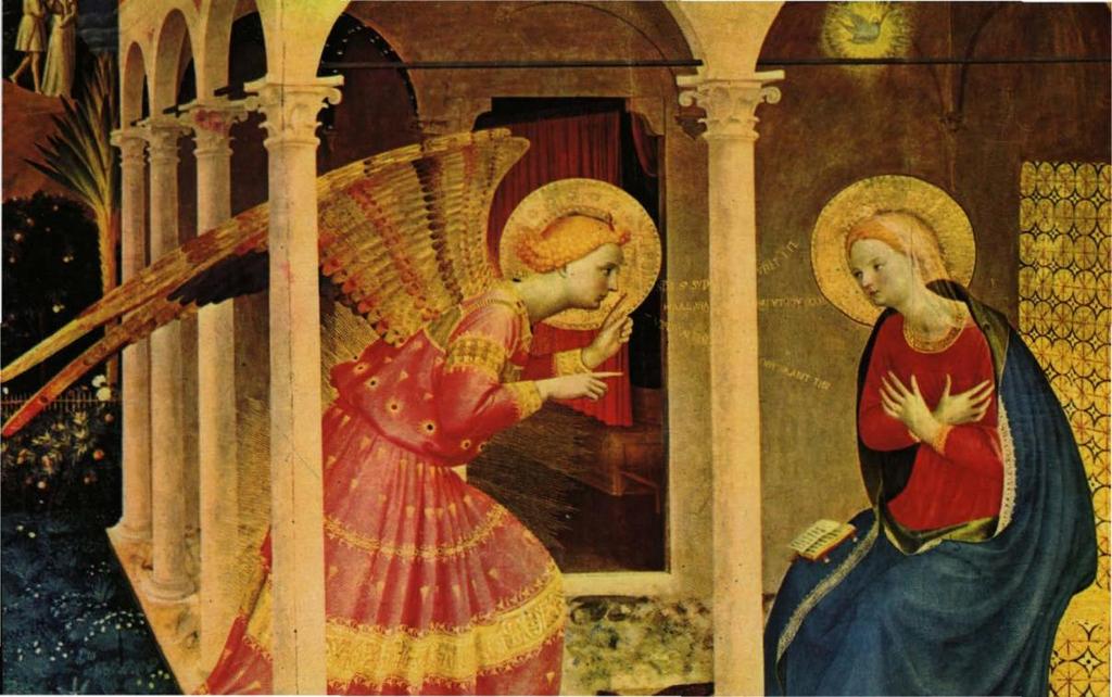 Marie dans l art : Culture Chrétienne Accroche : L Annonciation de Fra Angelico Le tableau : 1) Echange sur le tableau : Que voyez-vous? Que se passe-t-il?