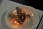 Expérience : réalisation (professeur) de la combustion du butane dans les conditions stœchiométriques notion de combustion complète