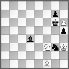 Bent, 1980 Weiss zieht und gewinnt Nr. 551 J. Hoch, 1981 Nr. 543: M. Klinkov (wkb5, Se1, Le3, Th2, Bh6; bkc3, Lf8, Ba2, b2, c4, e6, f7) 1. Tc2+ Kb3 2. Txb2+ Kxb2 3. Ld4+ c3 4. h7 a1d 5. Lxc3+ Kxc3 6.