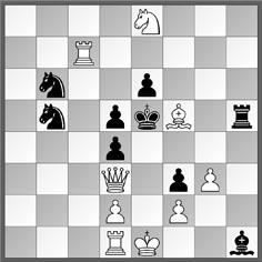 Sc7! 2. Db7+ Sd5 3. Dxh7 (1. Sxd1 2. Dc2+). «Generöser Auftakt, attraktive Abspiele» (WL). «Fortgesetzte Verteidigung mit einigen schönen Varianten» (JK). 14164 M.