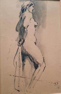 cm 10 FRECHKOP Léonid (1897-1982) Femme sortant du bain Encre et