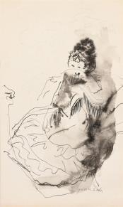 cm 66 67 PONOMAREW Serge (1911-1984) Étude de nu assis Encre de Chine