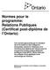 Normes pour le programme: Relations Publiques (Certificat post-diplôme de l Ontario)