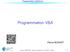 Programmation VBA/Excel. Programmation VBA. Pierre BONNET. Masters SMaRT & GSI - Supervision Industrielle - 2012-2013 P. Bonnet
