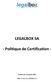 LEGALBOX SA. - Politique de Certification -